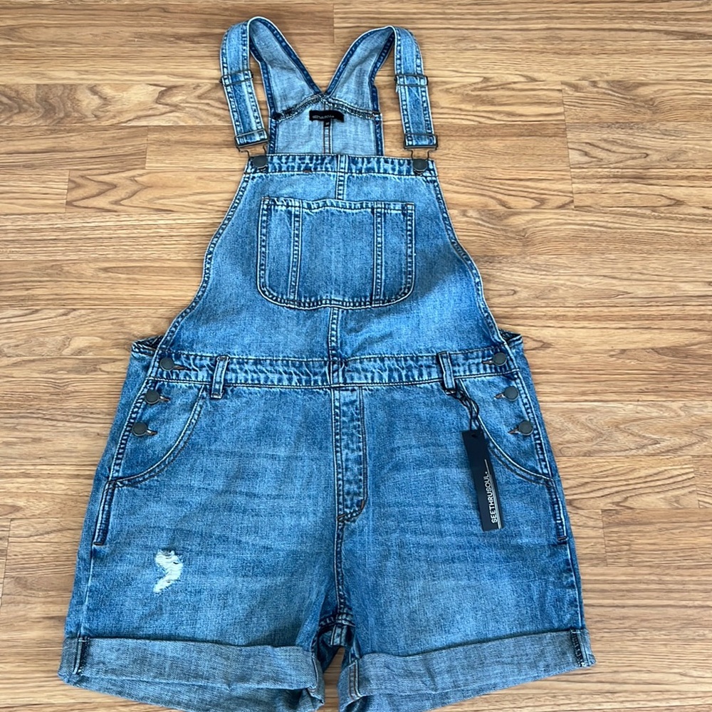 See Thru Soul Blue Denim Overalls Adjustable Straps